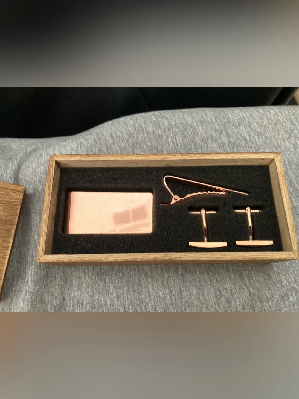 C R Gibson Gentleman Gift Set Copper - Money Clip, Clip, Cuff Links New In Box